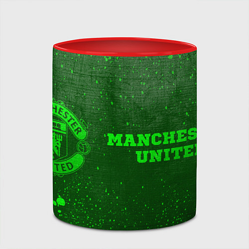Кружка цветная Manchester United - green gradient по-горизонтали / 3D-Белый + красный – фото 2