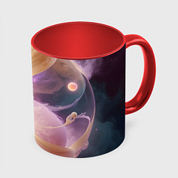 Кружка цветная Космическая круглая абстракция