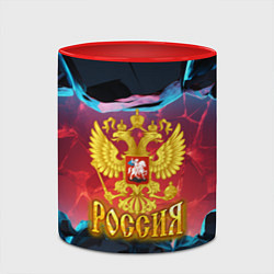 Кружка 3D Герб России и неоновые разломы, цвет: 3D-белый + красный — фото 2