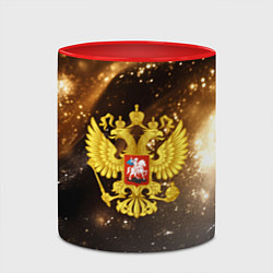 Кружка 3D Герб России на фоне золотой пыли, цвет: 3D-белый + красный — фото 2