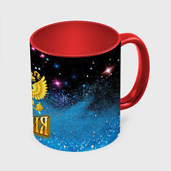 Кружка 3D Я русский - синий блестящий фон, цвет: 3D-белый + красный