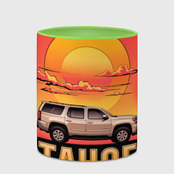Кружка 3D Tahoe на закате джип, цвет: 3D-белый + светло-зеленый — фото 2