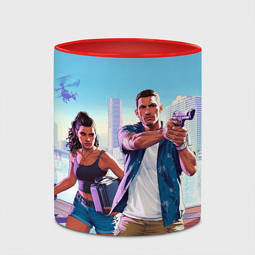 Кружка цветная GTA 6 главные герои / 3D-Белый + красный – фото 2