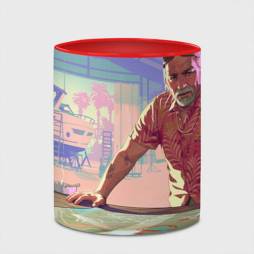Кружка цветная Брайан Хедер Gta 6 / 3D-Белый + красный – фото 2