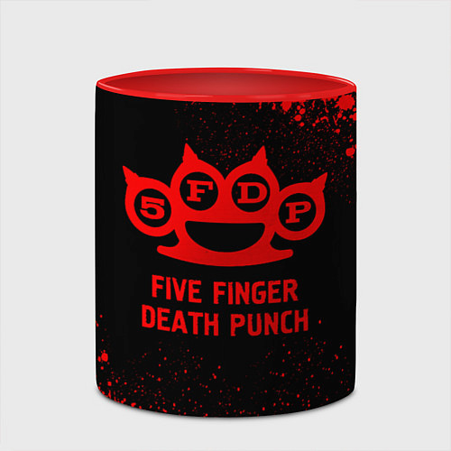 Кружка цветная Five Finger Death Punch - red gradient / 3D-Белый + красный – фото 2