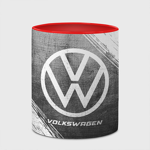 Кружка цветная Volkswagen - grey gradient / 3D-Белый + красный – фото 2