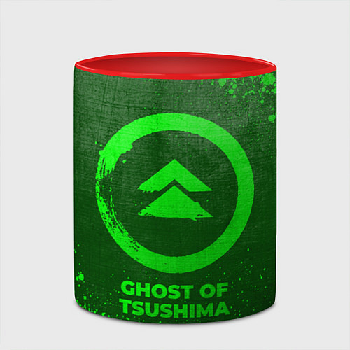 Кружка цветная Ghost of Tsushima - green gradient / 3D-Белый + красный – фото 2
