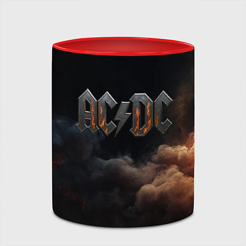 Кружка цветная ACDC металлический лого / 3D-Белый + красный – фото 2