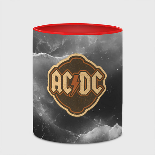 Кружка цветная ACDC ретро логотип / 3D-Белый + красный – фото 2