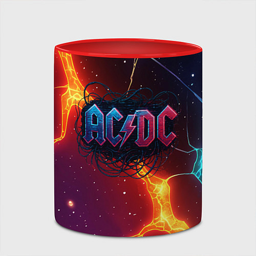 Кружка цветная ACDC логотип в градиенте / 3D-Белый + красный – фото 2