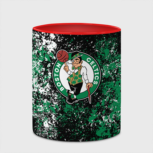 Кружка цветная Boston Celtics basketball / 3D-Белый + красный – фото 2
