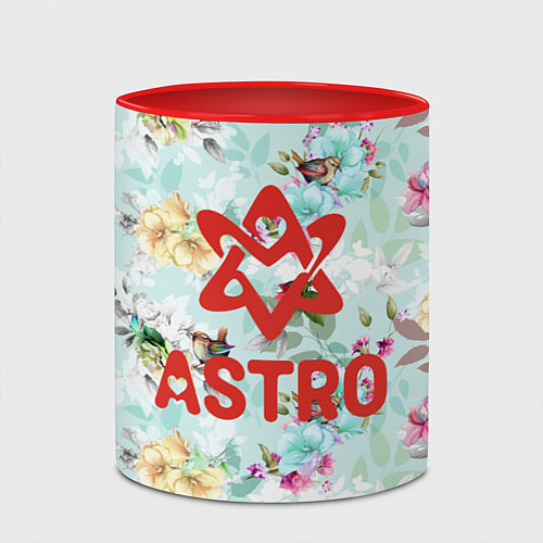 Кружка цветная Astro логотип на фоне цветов / 3D-Белый + красный – фото 2