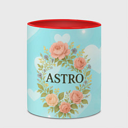 Кружка 3D Astro логотип в цветочном венке, цвет: 3D-белый + красный — фото 2