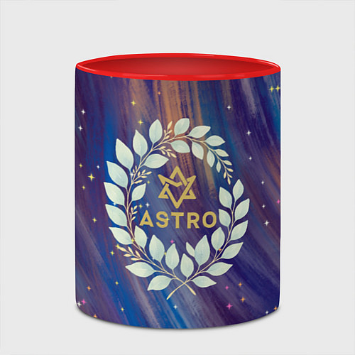 Кружка цветная Astro лого в венке из листьев / 3D-Белый + красный – фото 2