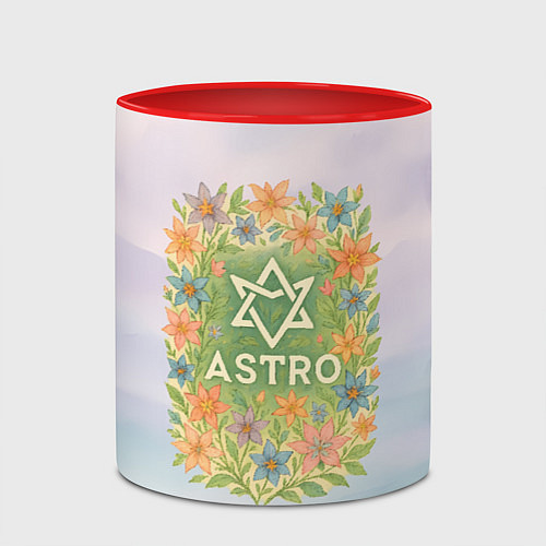 Кружка цветная Astro цветочный логотип / 3D-Белый + красный – фото 2