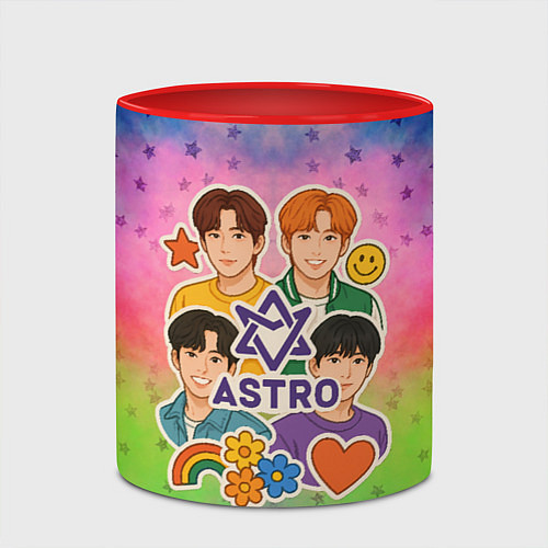 Кружка цветная Astro коллаж из стикеров / 3D-Белый + красный – фото 2