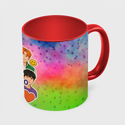 Кружка 3D Astro коллаж из стикеров, цвет: 3D-белый + красный
