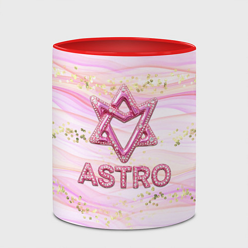 Кружка цветная Розовый лого Astro со стразами / 3D-Белый + красный – фото 2