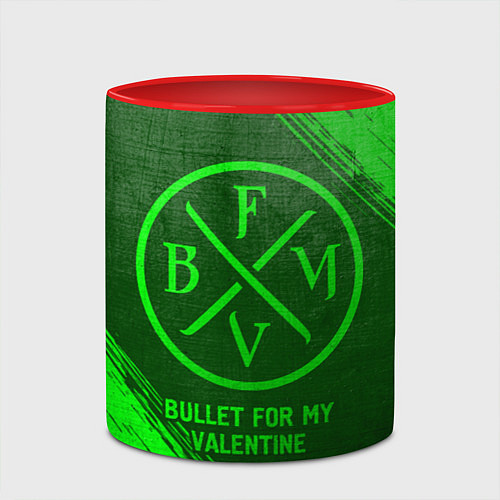 Кружка цветная Bullet For My Valentine - green gradient / 3D-Белый + красный – фото 2
