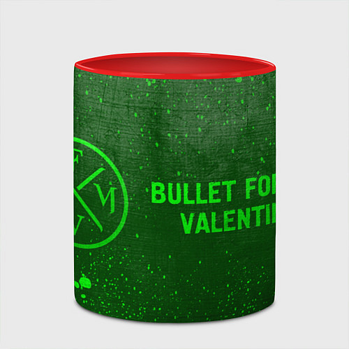 Кружка цветная Bullet For My Valentine - green gradient по-горизо / 3D-Белый + красный – фото 2