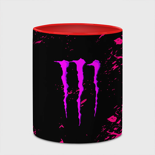 Кружка цветная Monster energy неоновые краски лого / 3D-Белый + красный – фото 2
