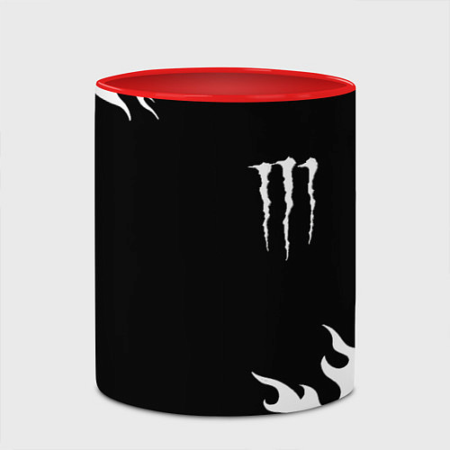 Кружка цветная Monster energy белый огонь / 3D-Белый + красный – фото 2