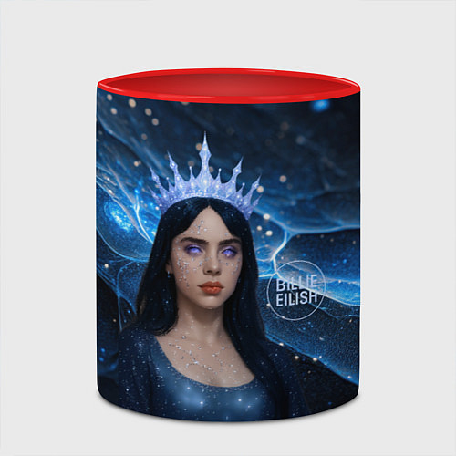Кружка цветная Билли Айлиш в стиле снежной королевы / 3D-Белый + красный – фото 2