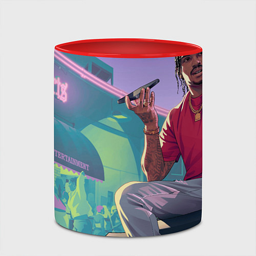 Кружка цветная ДреКуан Прист из Gta 6 / 3D-Белый + красный – фото 2
