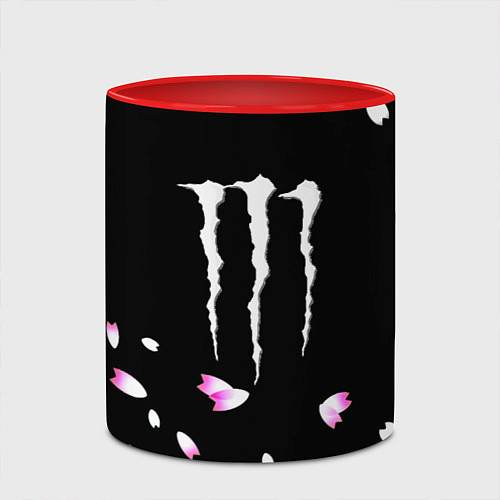 Кружка цветная Monster energy sakura / 3D-Белый + красный – фото 2