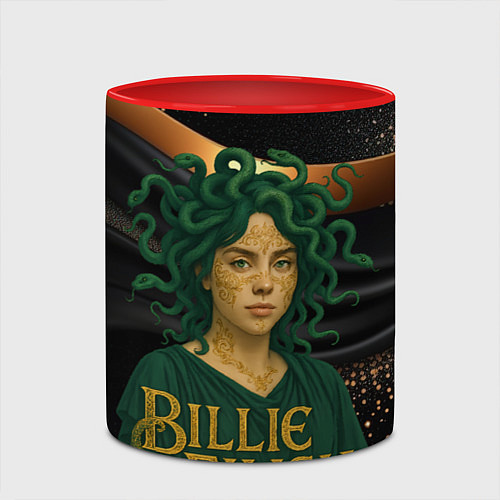 Кружка цветная Билли Айлиш в образе Гаргоны / 3D-Белый + красный – фото 2