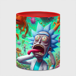 Кружка 3D Crazy Rick Sanchez among the monsters ai art fanta, цвет: 3D-белый + красный — фото 2