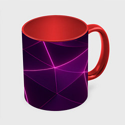 Кружка 3D Плиты с фиолетовыми гранями, цвет: 3D-белый + красный