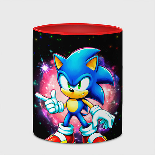 Кружка цветная Sonic in space / 3D-Белый + красный – фото 2