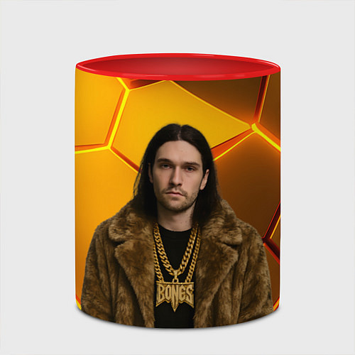 Кружка цветная Bones с цепью в шубе / 3D-Белый + красный – фото 2