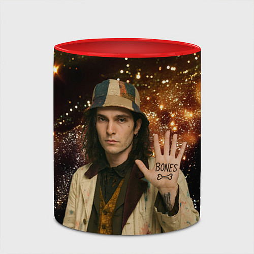 Кружка цветная Bones в панаме / 3D-Белый + красный – фото 2