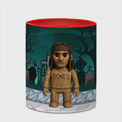 Кружка цветная Bones в стиле куклы Вуды / 3D-Белый + красный – фото 2