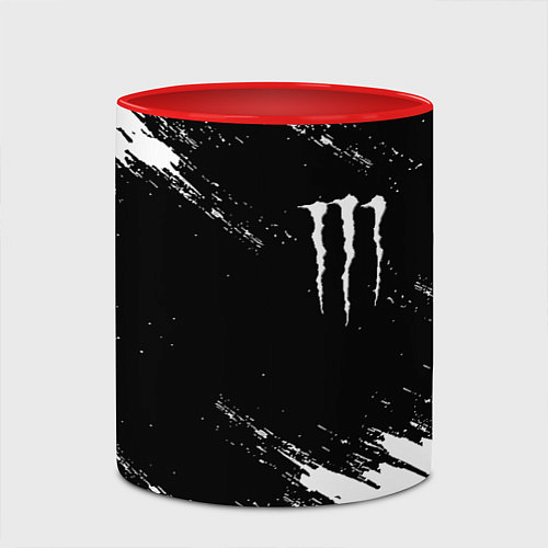Кружка цветная Monster energy краски штрихи белые / 3D-Белый + красный – фото 2