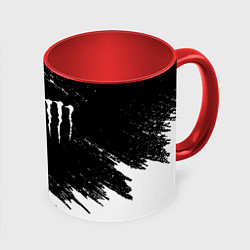 Кружка 3D Monster energy краски штрихи белые, цвет: 3D-белый + красный
