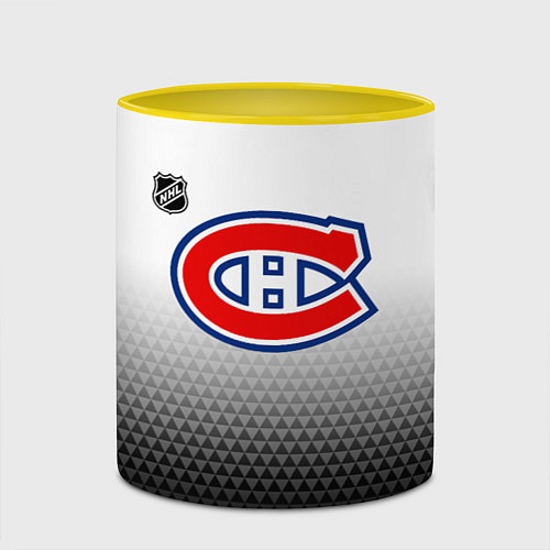 Кружка цветная Монреаль Канадиенс - геометрический градиент / 3D-Белый + желтый – фото 2