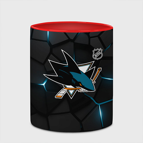 Кружка цветная Сан Хосе Шаркс - плиты с подсветкой / 3D-Белый + красный – фото 2