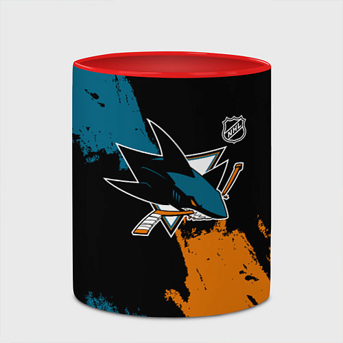 Кружка цветная Сан Хосе Шаркс - два цвета / 3D-Белый + красный – фото 2