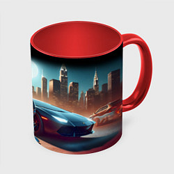 Кружка 3D Бендер с пистолетом - Нью-Йоркская мафия, цвет: 3D-белый + красный