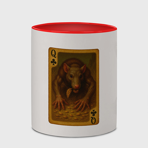 Кружка цветная Лариса: дама треф / 3D-Белый + красный – фото 2