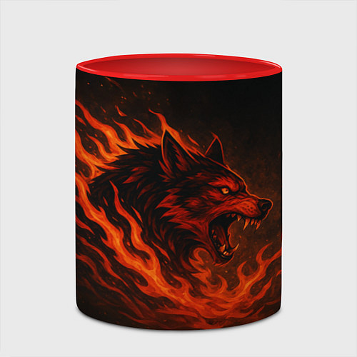 Кружка цветная Инфернальный волк / 3D-Белый + красный – фото 2