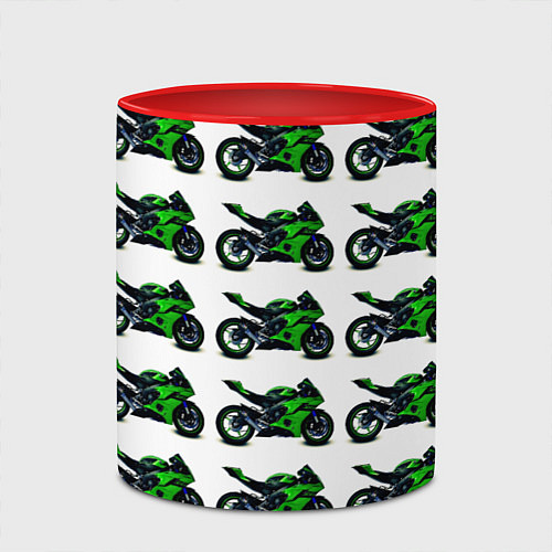 Кружка цветная Motorbike green / 3D-Белый + красный – фото 2