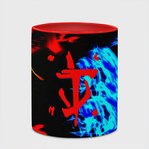 Кружка цветная Doom лёд и пламя / 3D-Белый + красный – фото 2