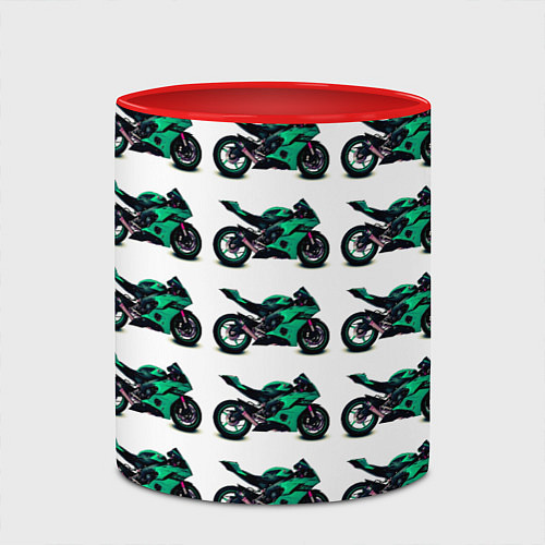 Кружка цветная Motorcycle turquoise / 3D-Белый + красный – фото 2