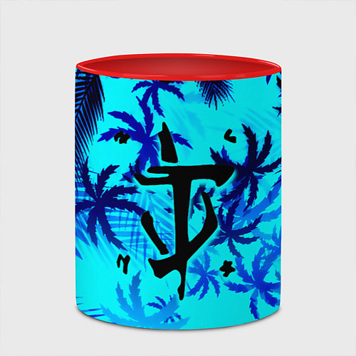 Кружка цветная Doom неоновые тропики / 3D-Белый + красный – фото 2
