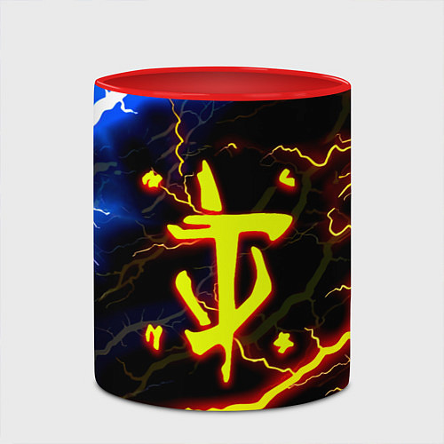 Кружка цветная Doom молнии шторм / 3D-Белый + красный – фото 2