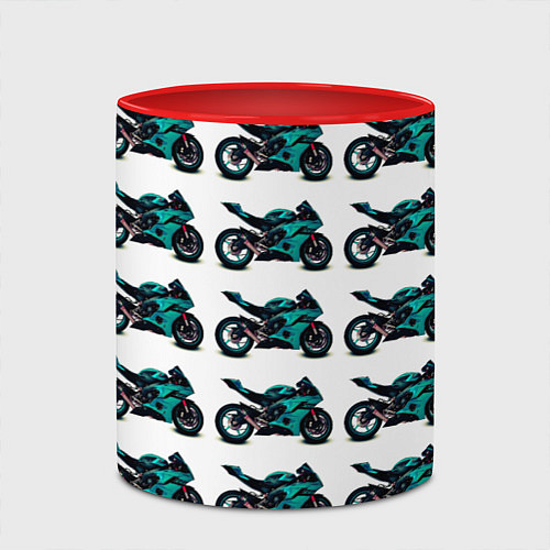 Кружка цветная Motorbike light blue / 3D-Белый + красный – фото 2